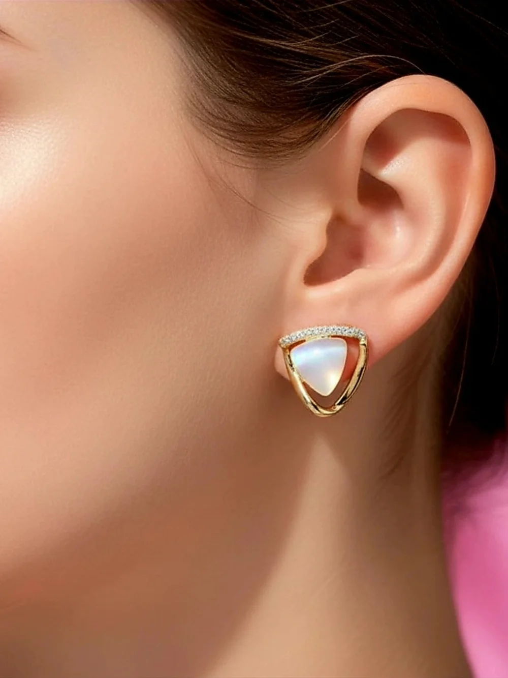 925 Silver Needle &‎ Opal Stone Stud Earrings- Women Jewelry